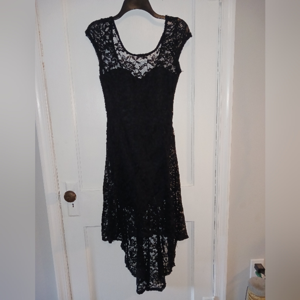 Black Lace Floral Dress